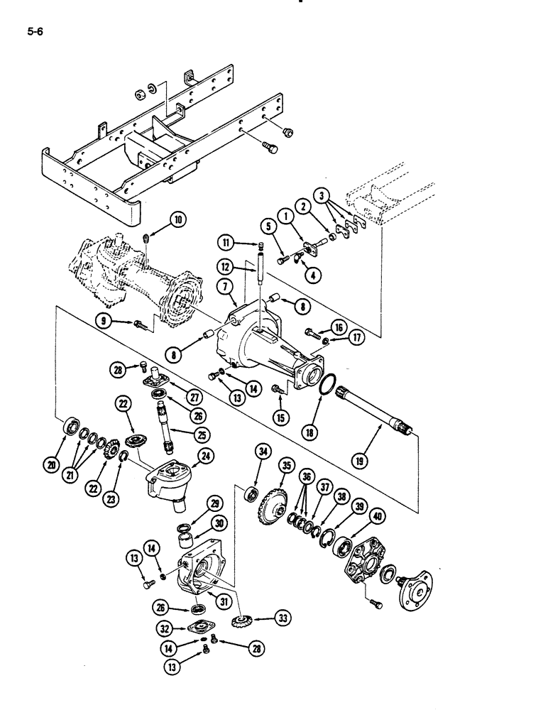 Схема запчастей Case IH 235 - (5-06) - FRONT AXLE HOUSING, FRONT AXLE SHAFT AND GEARS, MFD TRACTOR (05) - STEERING