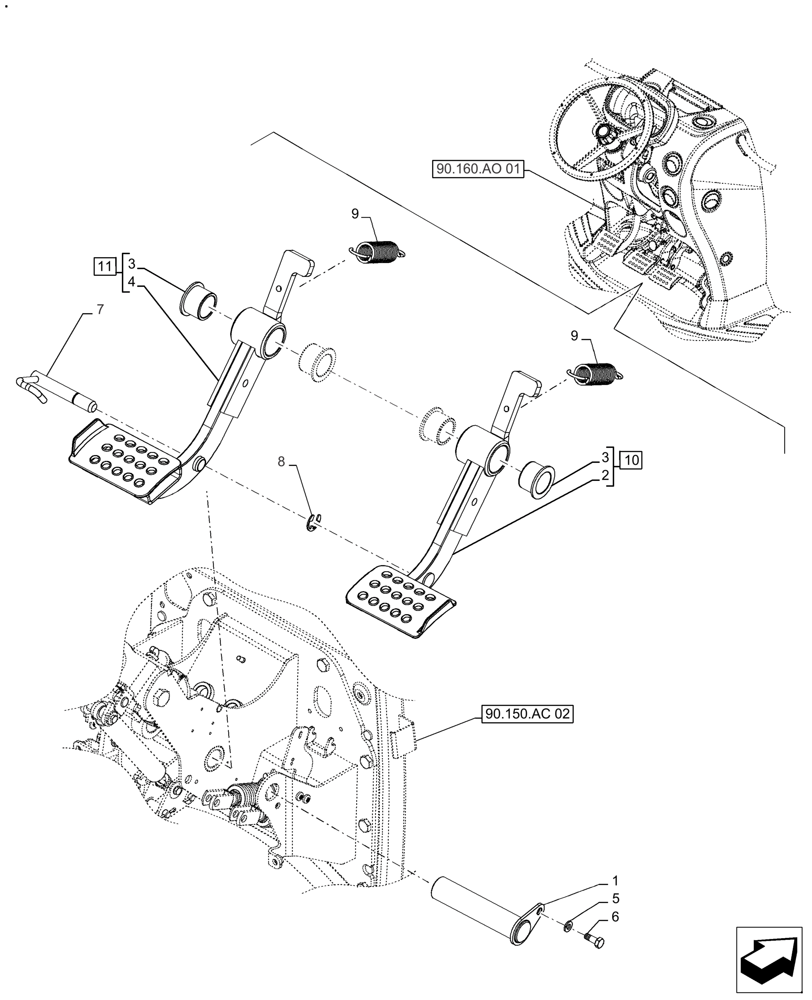 Схема запчастей Case IH FARMALL 120A - (33.202.BN) - VAR - 390302 - BRAKE PACKAGE, PEDAL (33) - BRAKES & CONTROLS