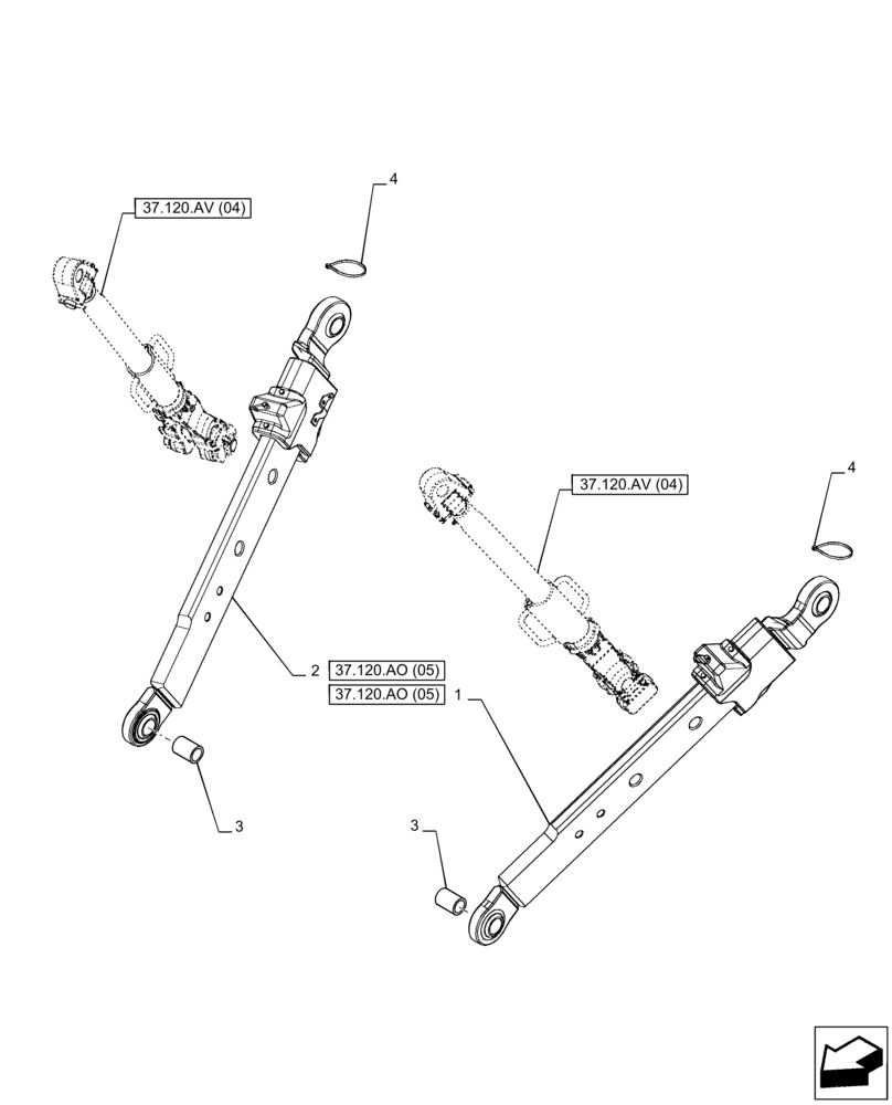 Схема запчастей Case IH PUMA 200 - (37.120.AO[04]) - VAR - 758074, 758079, 758083 - 3 HITCH POINT, LOWER LINK (37) - HITCHES, DRAWBARS & IMPLEMENT COUPLINGS