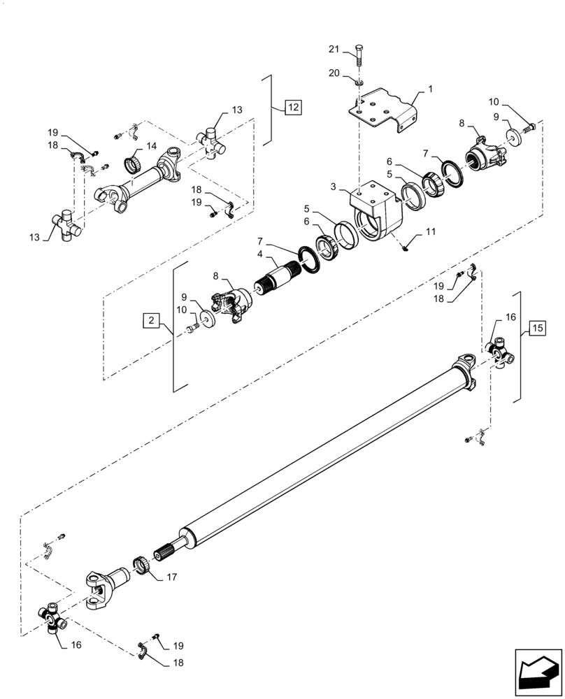 Схема запчастей Case IH QUADTRAC 500 - (31.201.AG[01]) - PTO DRIVE LINES (31) - IMPLEMENT POWER TAKE OFF