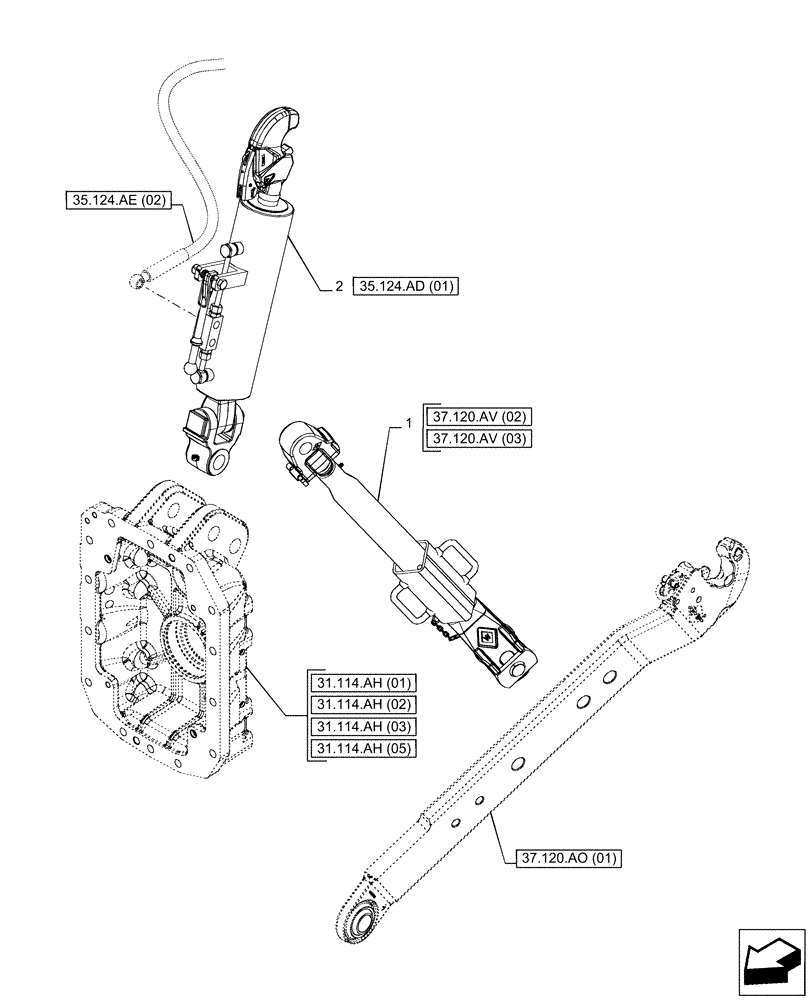 Схема запчастей Case IH PUMA 220 - (37.120.AX[06]) - VAR - 758071, 758076, 758081 - 3 HITCH POINT (HYDRAULIC TOP LINK) (37) - HITCHES, DRAWBARS & IMPLEMENT COUPLINGS