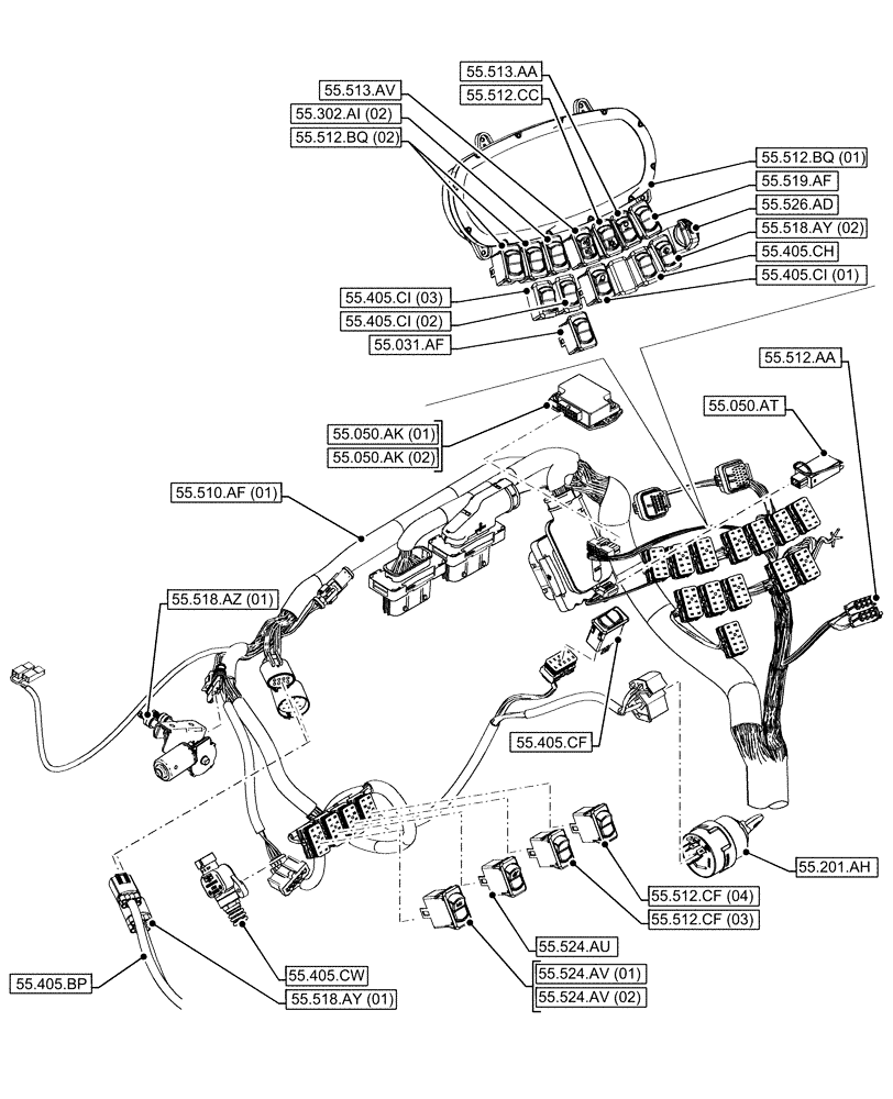 Схема запчастей Case IH FARMLIFT 635 - (00.000.55[03]) - PICTORIAL INDEX - ELECTRICAL SYSTEM (00) - GENERAL & PICTORIAL INDEX