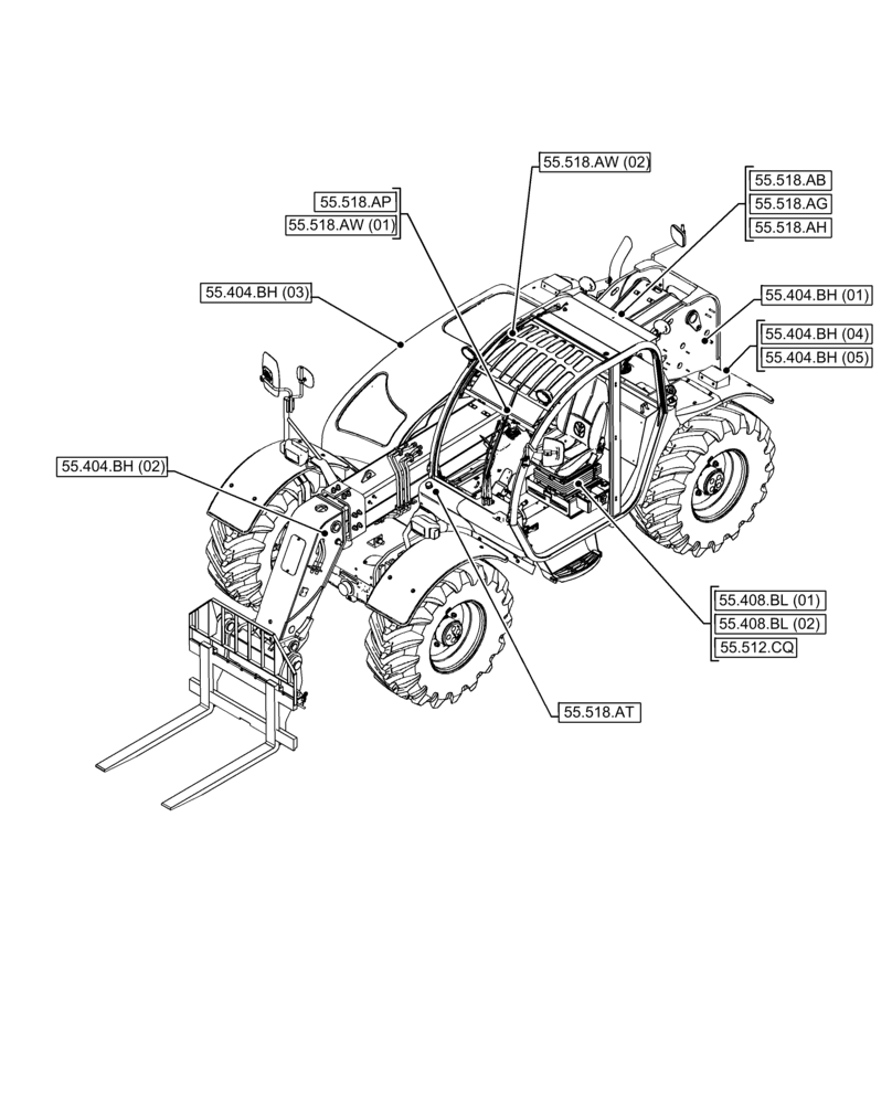 Схема запчастей Case IH FARMLIFT 635 - (00.000.55[13]) - PICTORIAL INDEX - ELECTRICAL SYSTEM (00) - GENERAL & PICTORIAL INDEX