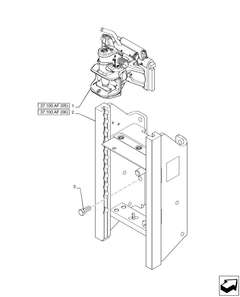 Схема запчастей Case IH PUMA 200 - (37.100.AF[01]) - VAR - 758105, 758106 - TOW HOOK (37) - HITCHES, DRAWBARS & IMPLEMENT COUPLINGS