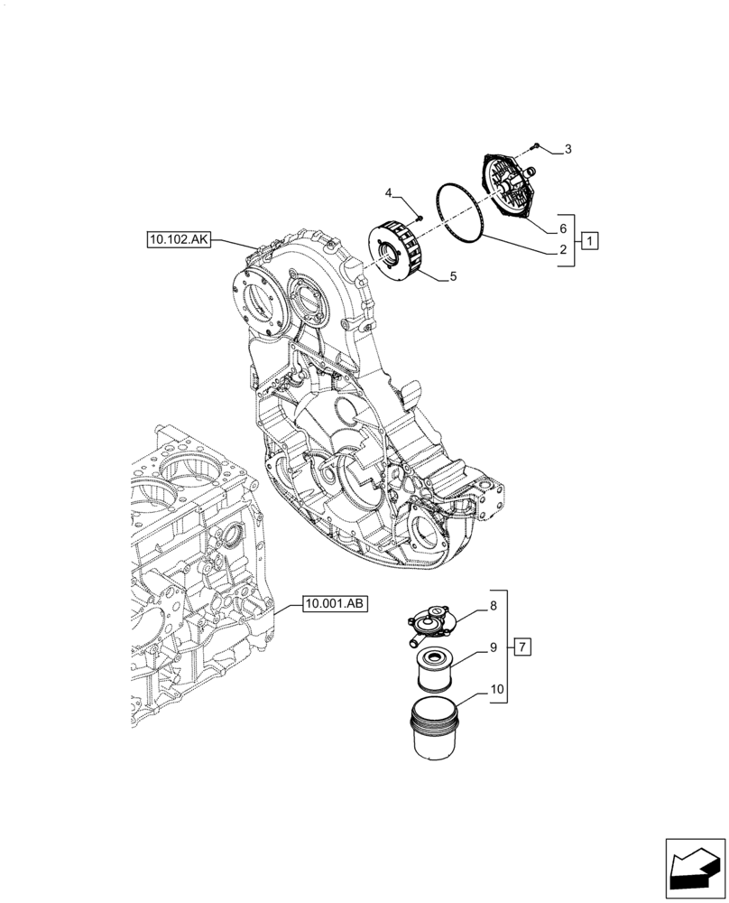 Схема запчастей Case IH F3JFE613A B001 - (10.304.AP) - BREATHER (10) - ENGINE