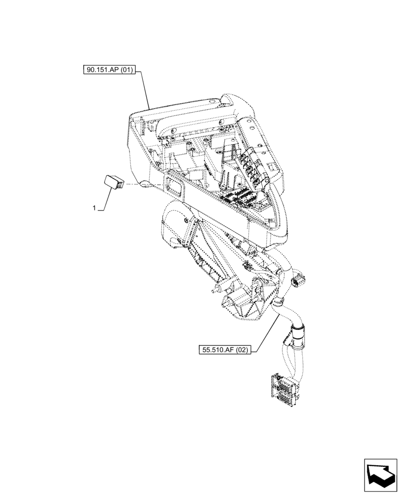 Схема запчастей Case IH PUMA 220 CVT - (55.512.CS[04]) - VAR - 391176, 758255, 758256, 758257, 758258 - ARMREST, SWITCH, PLUG (55) - ELECTRICAL SYSTEMS