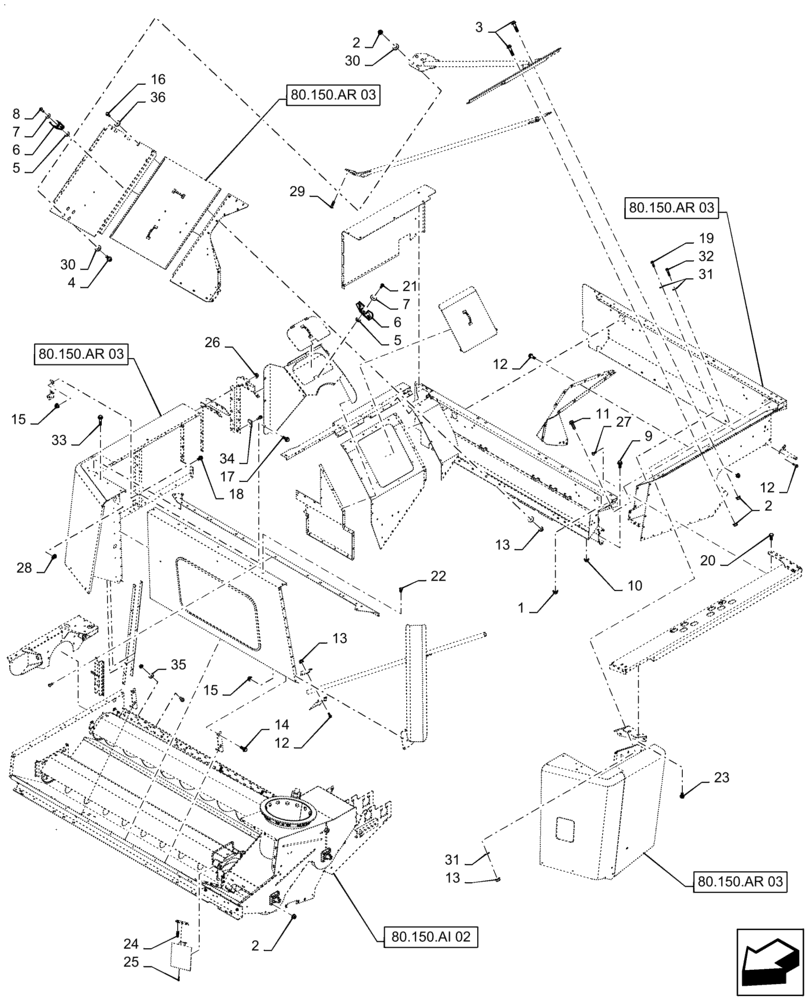 Схема запчастей Case IH 9240 - (80.150.AR[04]) - VAR - 425367, 425371, 425373 - GRAIN TANK, FASTENER (80) - CROP STORAGE/UNLOADING