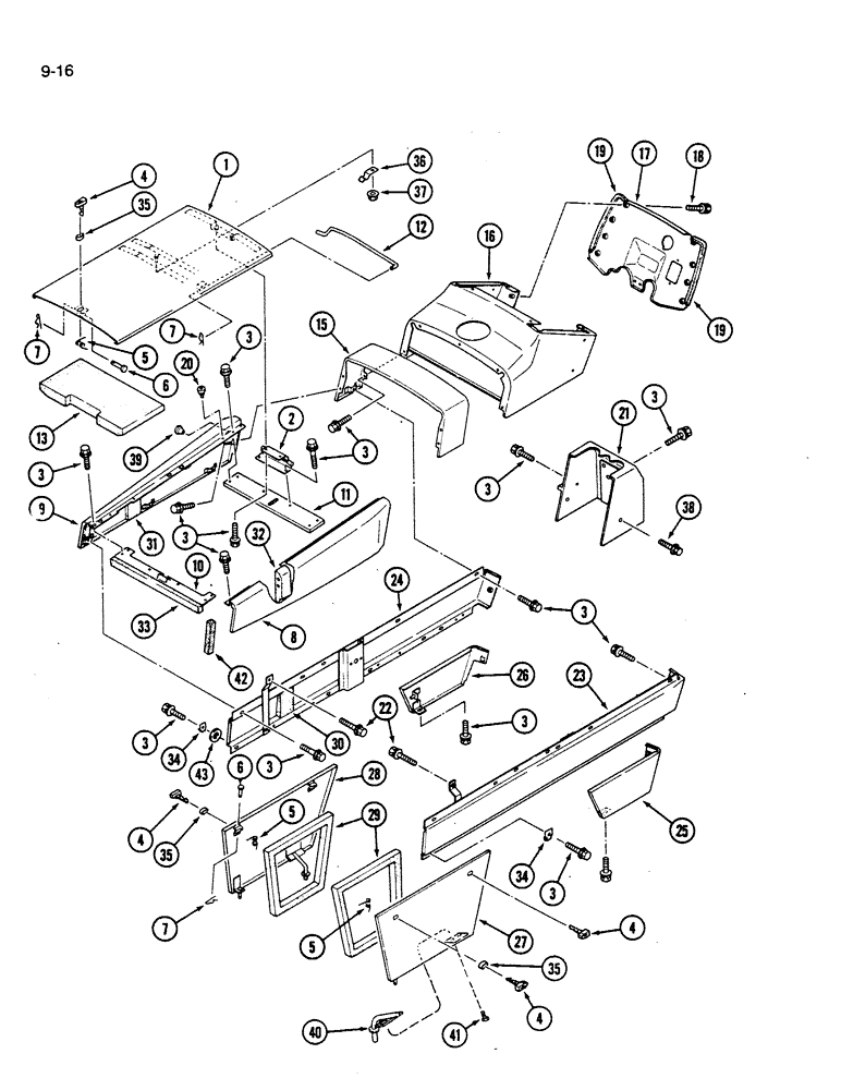 Схема запчастей Case IH 275 - (9-16) - HOOD, PANELS AND SUPPORTS (09) - CHASSIS/ATTACHMENTS