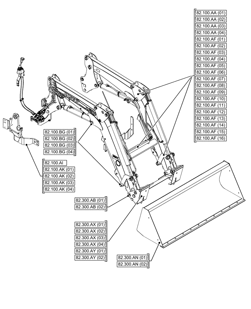 Схема запчастей Case IH FARMALL 115C - (00.000.82) - PICTORIAL INDEX - FRONT LOADER (00) - GENERAL & PICTORIAL INDEX