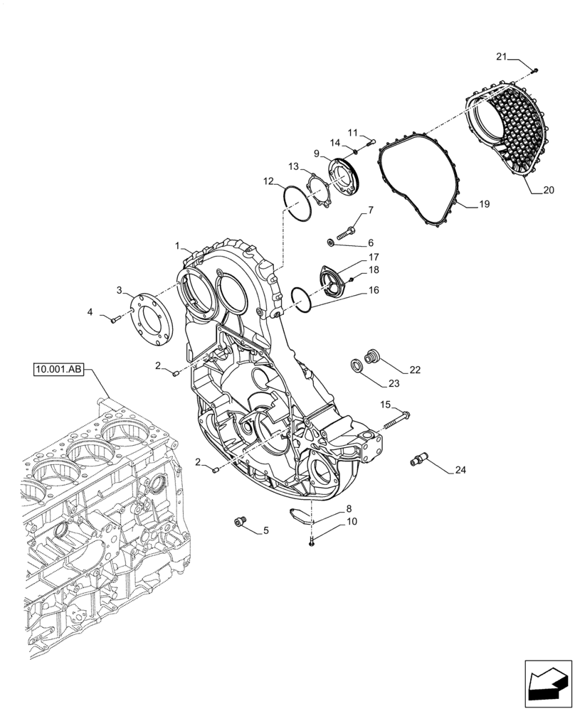 Схема запчастей Case IH F3JFE613A B001 - (10.102.AK) - ENGINE BLOCK COVER (10) - ENGINE