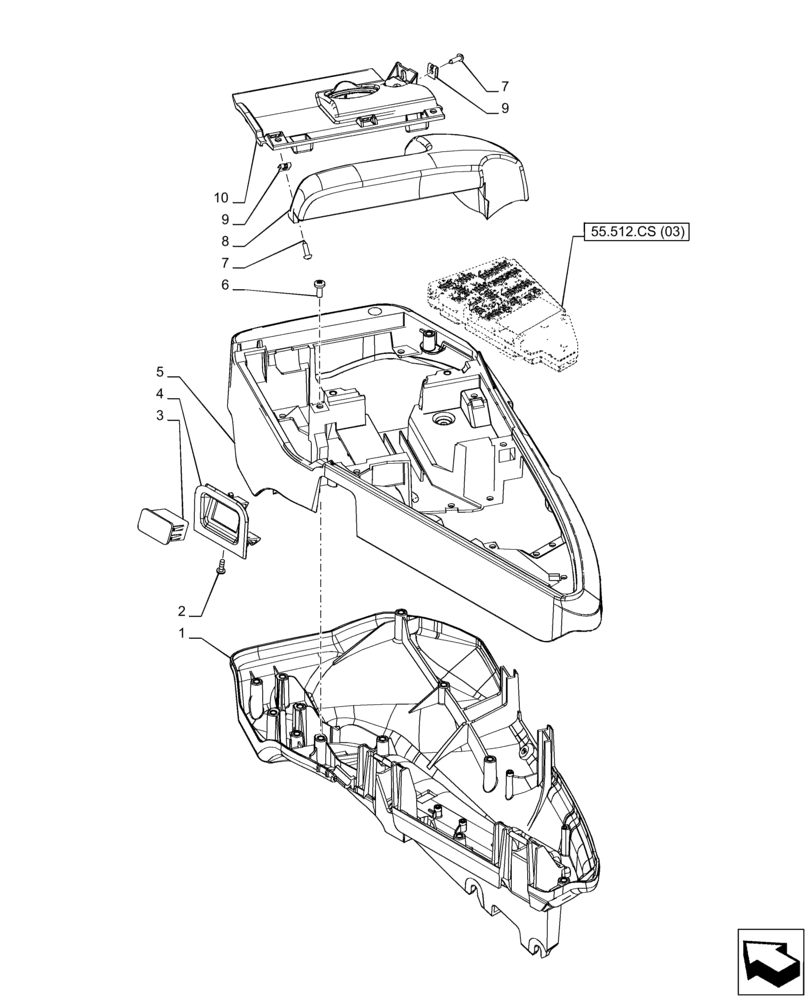 Схема запчастей Case IH PUMA 165 CVT - (90.151.AP[02]) - VAR - 335475, 335476, 335477, 335478 - ARMREST, HOUSING & COVERS (MHR) (90) - PLATFORM, CAB, BODYWORK AND DECALS