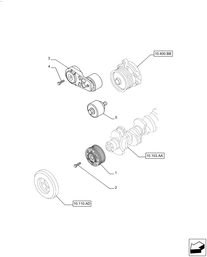 Схема запчастей Case IH F3JFE613A B001 - (10.103.AG) - CRANKSHAFT PULLEY (10) - ENGINE