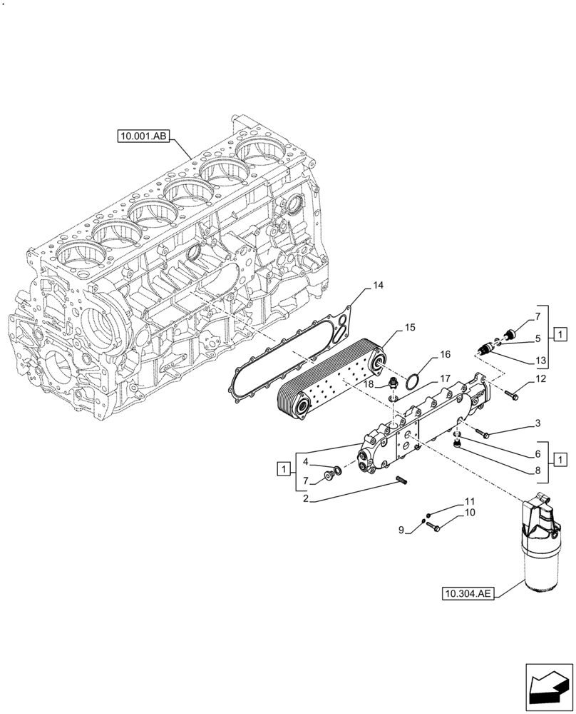 Схема запчастей Case IH F3JFE613A B001 - (10.408.AC) - HEAT EXCHANGER (10) - ENGINE