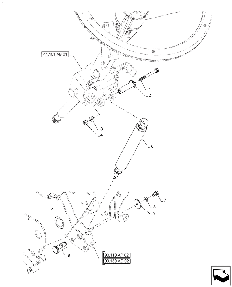 Схема запчастей Case IH FARMALL 120A - (41.101.AB[02]) - VAR - 391644,393315 - GAS STRUT, STEERING COLUMN (41) - STEERING