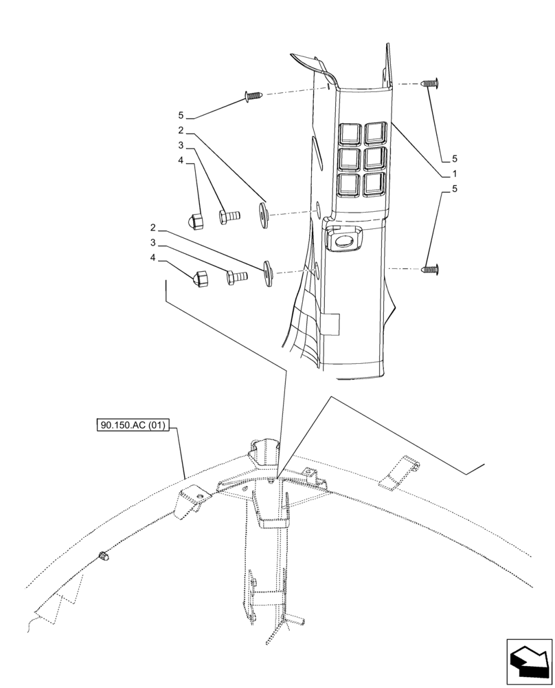 Схема запчастей Case IH PUMA 165 CVT - (90.160.BI[06]) - VAR - 758153, 758154, 758156 - PILLAR, TRIM, PLATE (90) - PLATFORM, CAB, BODYWORK AND DECALS