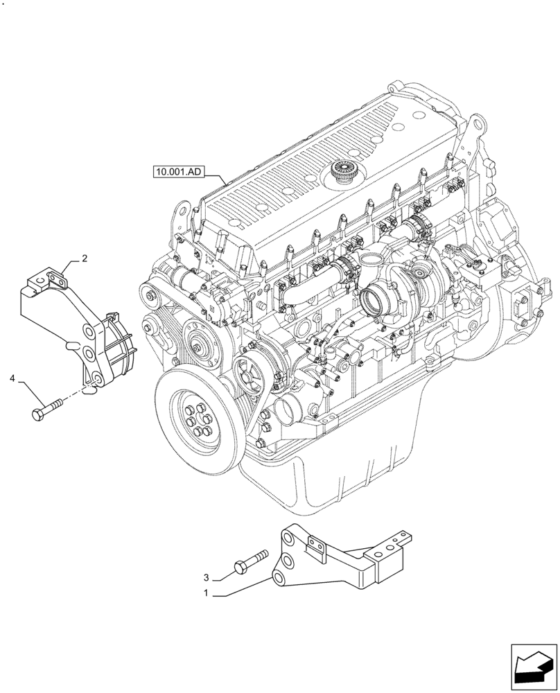 Схема запчастей Case IH F3JFE613A B001 - (10.001.AK) - ENGINE SUPPORT AND MOUNTS (10) - ENGINE