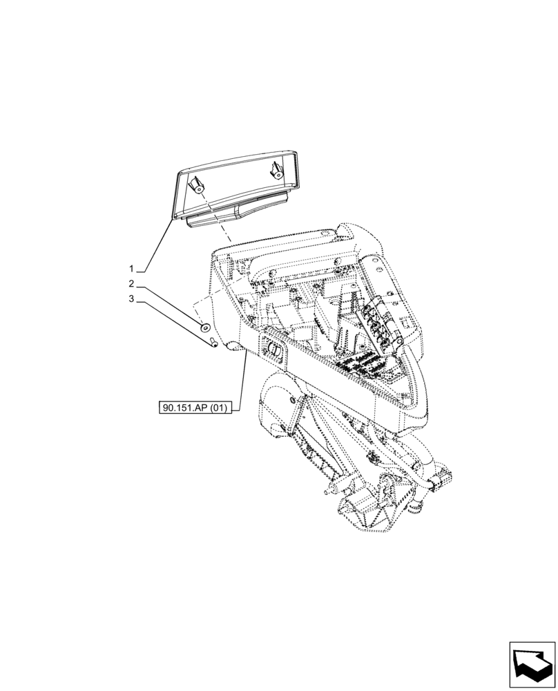 Схема запчастей Case IH PUMA 220 CVT - (55.512.BQ[02]) - VAR - 391180 - ARMREST, CONTROL UNIT, DISPLAY (55) - ELECTRICAL SYSTEMS