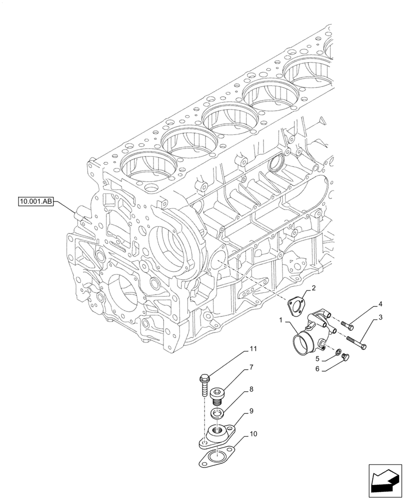 Схема запчастей Case IH F3JFE613A B001 - (10.400.AQ) - WATER PUMP LINE (10) - ENGINE