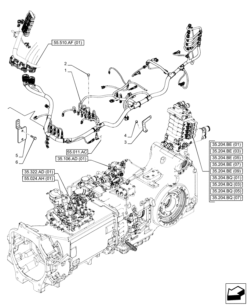 Схема запчастей Case IH PUMA 150 - (55.024.AA[01]) - VAR - 391160 - TRANSMISSION, HARNESS (55) - ELECTRICAL SYSTEMS