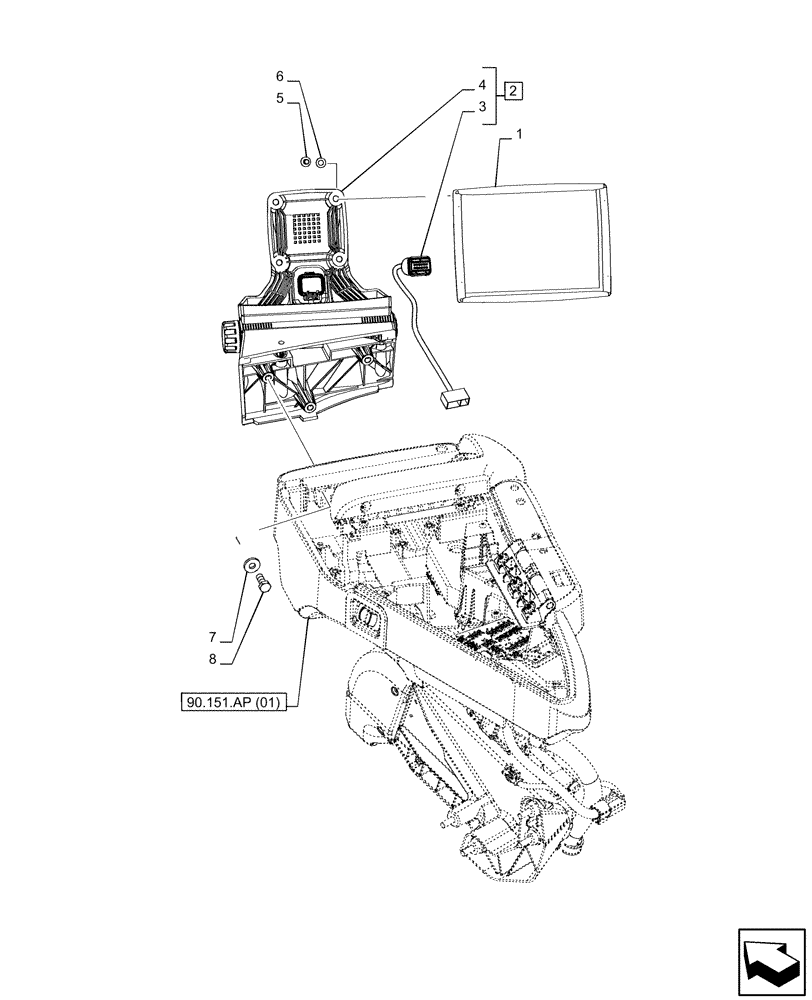 Схема запчастей Case IH PUMA 165 - (55.512.BQ[01]) - VAR - 758148 - ARMREST, CONTROL UNIT, DISPLAY (55) - ELECTRICAL SYSTEMS