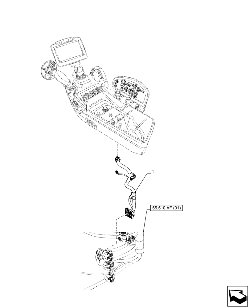 Схема запчастей Case IH PUMA 220 - (55.510.AF[02]) - VAR - 391141, 391145, 758025, 758028, 758029, 758030, 758031, 758032 - CAB MAIN WIRE HARNESS, ARMREST, CONTROL UNIT (55) - ELECTRICAL SYSTEMS