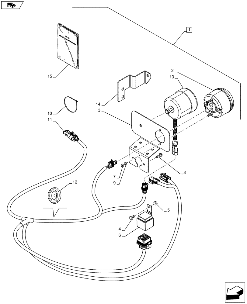 Схема запчастей Case IH PUMA 160 - (88.055.14[01A]) - DIA KIT - REVERSE ALARM AND LIGHT - HARNESS AND RELATED PARTS - D7195 (88) - ACCESSORIES