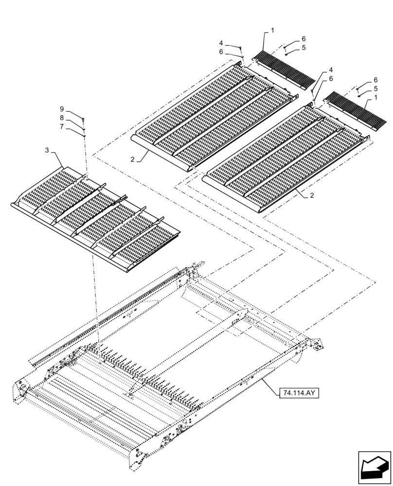 Схема запчастей Case IH 8240 - (74.114.AZ[02]) - VAR - 722725 - UPPER SIEVE (74) - CLEANING