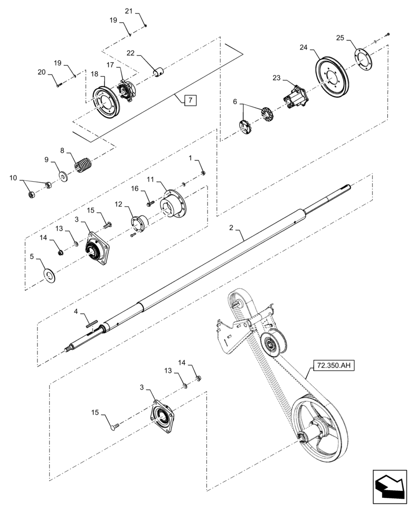 Схема запчастей Case IH 9240 - (72.350.AI) - VAR - 722759 - DRIVE SHAFT, BEATER (72) - SEPARATION