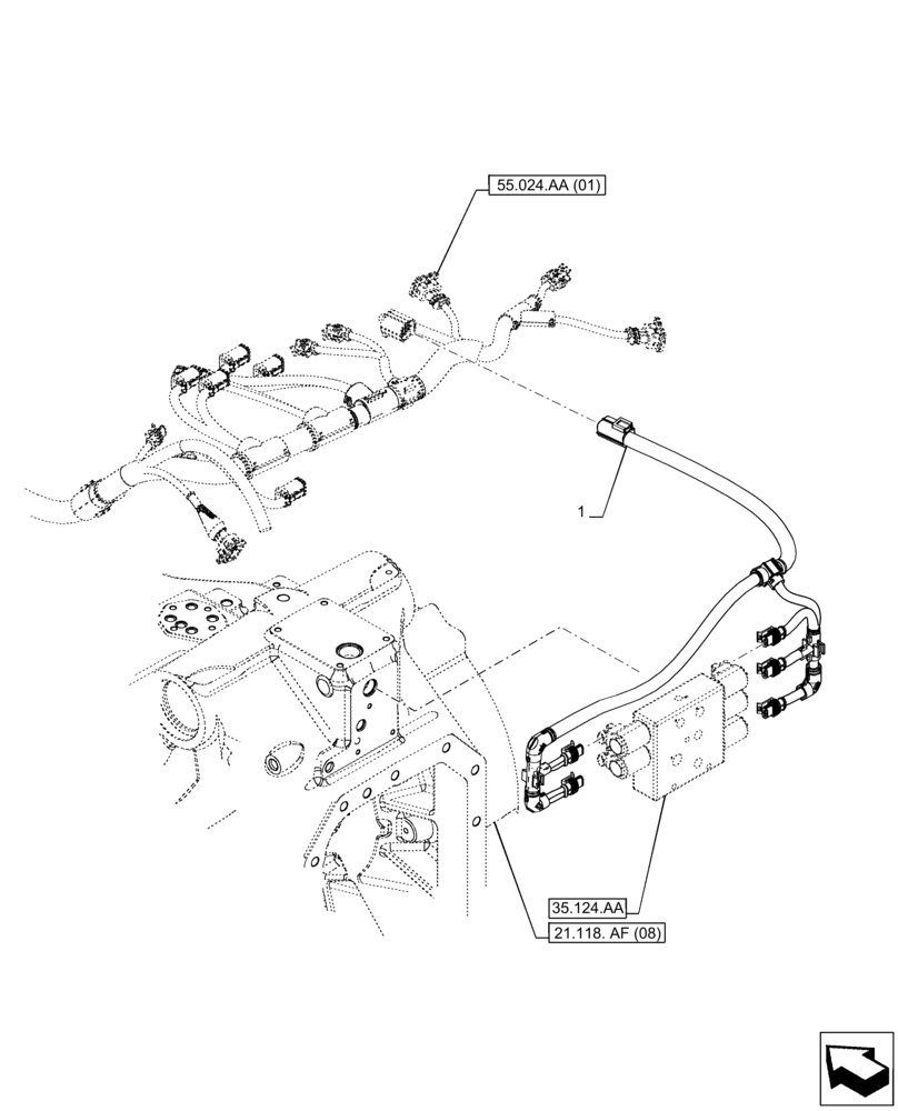 Схема запчастей Case IH PUMA 185 CVT - (55.130.AR) - VAR - 336837, 336838, 758072, 758077, 758082 - TOP LINK, SOLENOID VALVE, HARNESS (55) - ELECTRICAL SYSTEMS