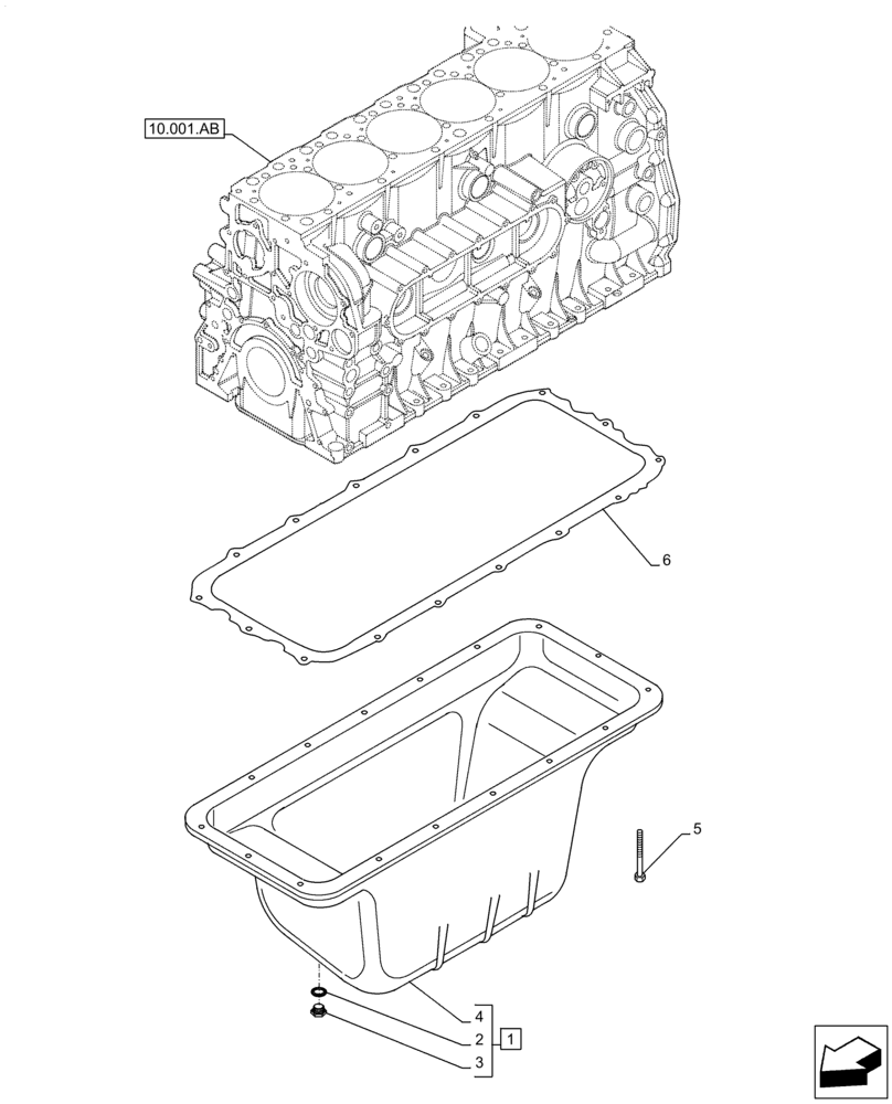 Схема запчастей Case IH F3JFE613A B001 - (10.102.AP) - ENGINE OIL PAN (10) - ENGINE