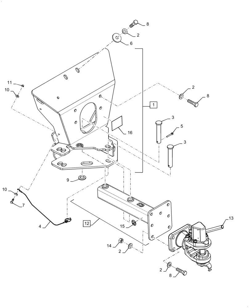 Схема запчастей Case IH 7240 - (37.100.AF[03]) - VAR - 722822 - TRAILER HITCH (37) - HITCHES, DRAWBARS & IMPLEMENT COUPLINGS