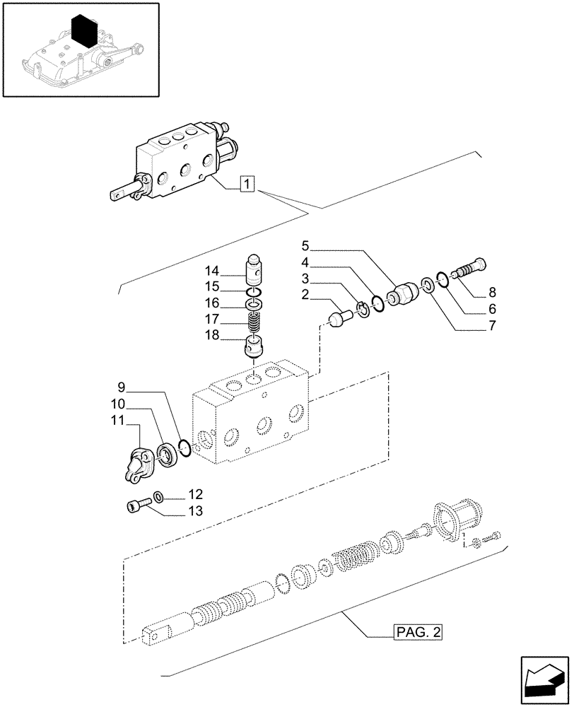 Схема запчастей Case IH JX1070C - (1.82.7/08A[01]) - 2 CONTROL VALVES WITH JOYSTICK - PARTS - C5484 (07) - HYDRAULIC SYSTEM