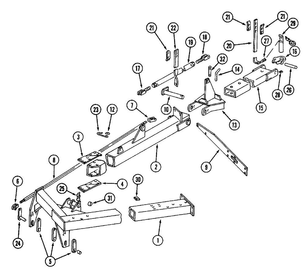 Схема запчастей Case IH 800 - (9-01) - FRONT FRAME WITH HITCH, FOR 9, 10, 11 AND 12 FURROW (09) - CHASSIS/ATTACHMENTS