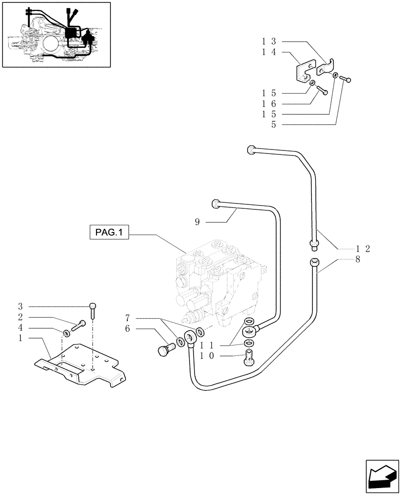 Схема запчастей Case IH JX1080U - (1.82.7/03[02]) - (VAR.411) TWO CONTROL VALVES BOSCH - SUPPORT, PIPES (07) - HYDRAULIC SYSTEM