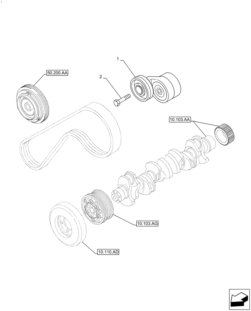 Схема запчастей Case IH F3JFE613A B001 - (10.414.AE) - BELT TENSIONER (10) - ENGINE