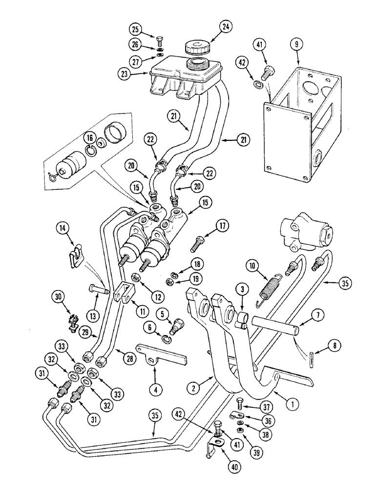 Схема запчастей Case IH 1494 - (7-268) - BRAKE PEDALS AND MASTER CYLINDERS, TRACTORS WITH CAB, PRIOR TO P.I.N. 11519691 (07) - BRAKES