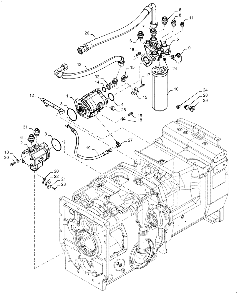 Схема запчастей Case IH MAGNUM 310 - (35.106.AD[01]) - VAR- 420301, 420302 - POWERSHIFT - HYDRAULIC SYSTEM, PISTON PUMP & FILTER, STANDARD & HIGH CAPACITY (35) - HYDRAULIC SYSTEMS