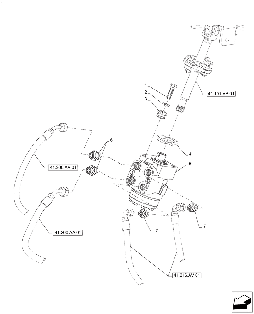 Схема запчастей Case IH FARMALL 120A - (41.200.CA[02]) - VAR - 330403, 390373, 390509, 391292 - STEERING VALVE, W/O CAB (41) - STEERING