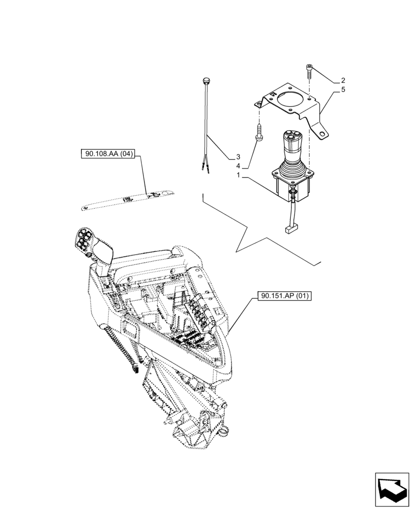 Схема запчастей Case IH PUMA 165 - (55.512.CL[02]) - VAR - 758068 - JOYSTICK, W/ 3 BUTTONS (55) - ELECTRICAL SYSTEMS