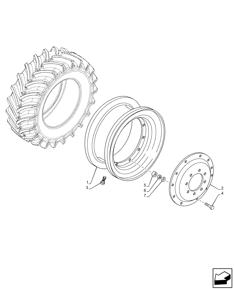 Схема запчастей Case IH FARMALL 85C - (44.511.AE[50]) - VAR - 8890402 - FRONT, WHEEL (W11X20) ISO (44) - WHEELS