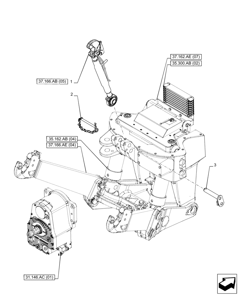 Схема запчастей Case IH PUMA 185 - (37.166.AB[04]) - VAR - 758093, 758247 - 3 POINT HITCH, FRONT, W/ PTO, CYLINDER (37) - HITCHES, DRAWBARS & IMPLEMENT COUPLINGS