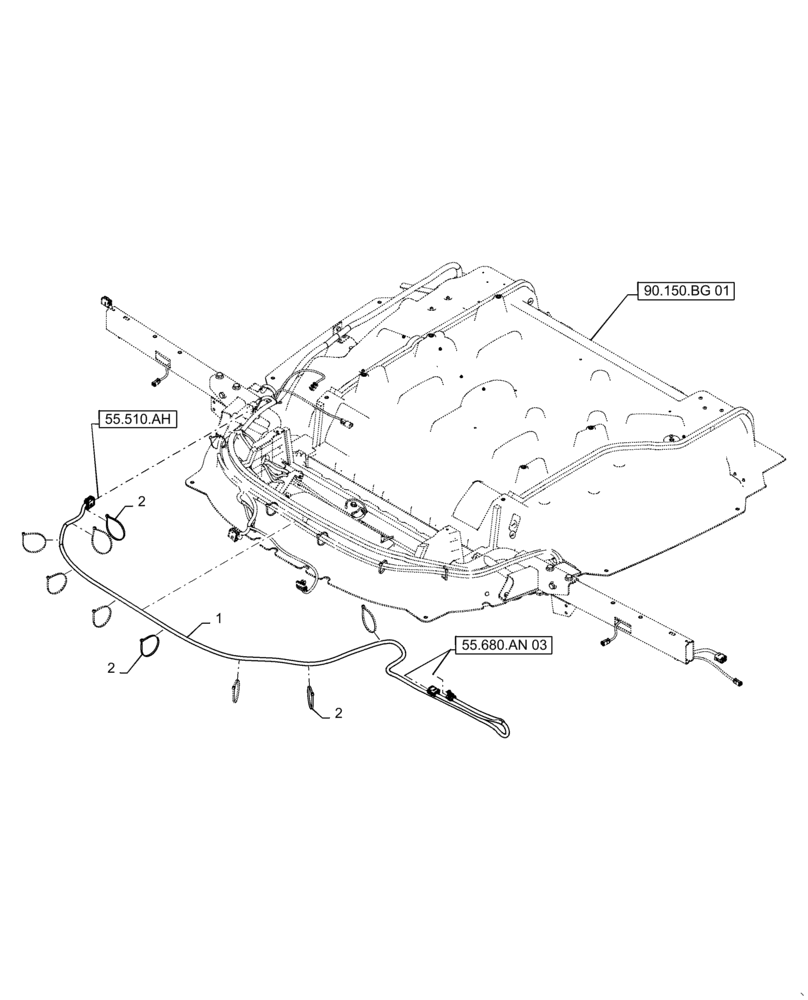 Схема запчастей Case IH 8240 - (55.680.AN[01]) - VAR - 425537, 425358 - WIRE HARNESS, AUTO GUIDANCE, EDGE (55) - ELECTRICAL SYSTEMS