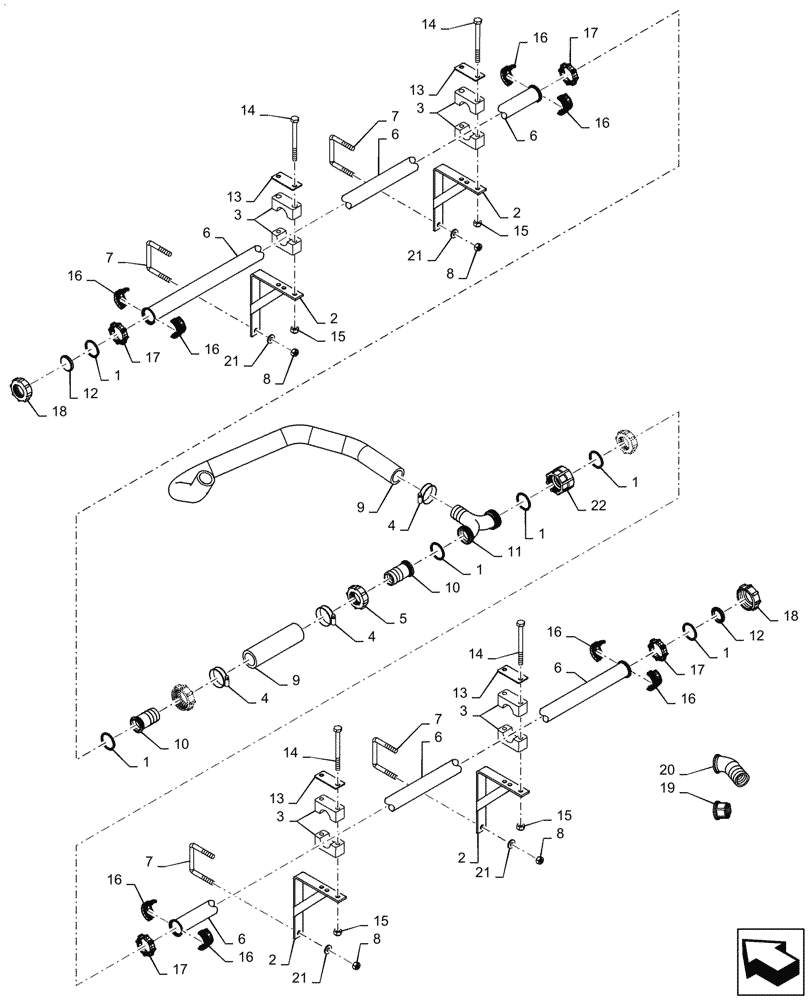 Схема запчастей Case IH PATRIOT 4440 - (78.110.AE[17]) - SPRAYBAR, 120, 7 SECTION, 20" SPACING, CENTER, ALL SERIAL NUMBERS (78) - SPRAYING