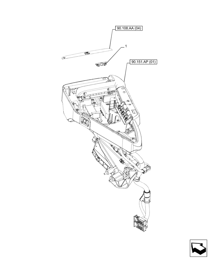 Схема запчастей Case IH PUMA 185 - (55.512.CL[01]) - VAR - 391169 - ARMREST, CONTROL UNIT, COVER (55) - ELECTRICAL SYSTEMS