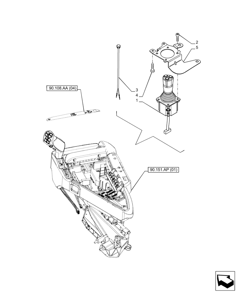 Схема запчастей Case IH PUMA 165 - (55.512.CL[04]) - VAR - 758068 - JOYSTICK (55) - ELECTRICAL SYSTEMS