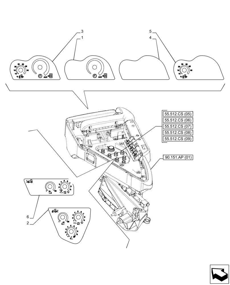 Схема запчастей Case IH PUMA 200 - (90.108.AA[01]) - VAR - 335475, 335476, 335477, 335478, 335479, 335480 - DECALS, ARMREST, ELECTRONIC CONTROLS (90) - PLATFORM, CAB, BODYWORK AND DECALS