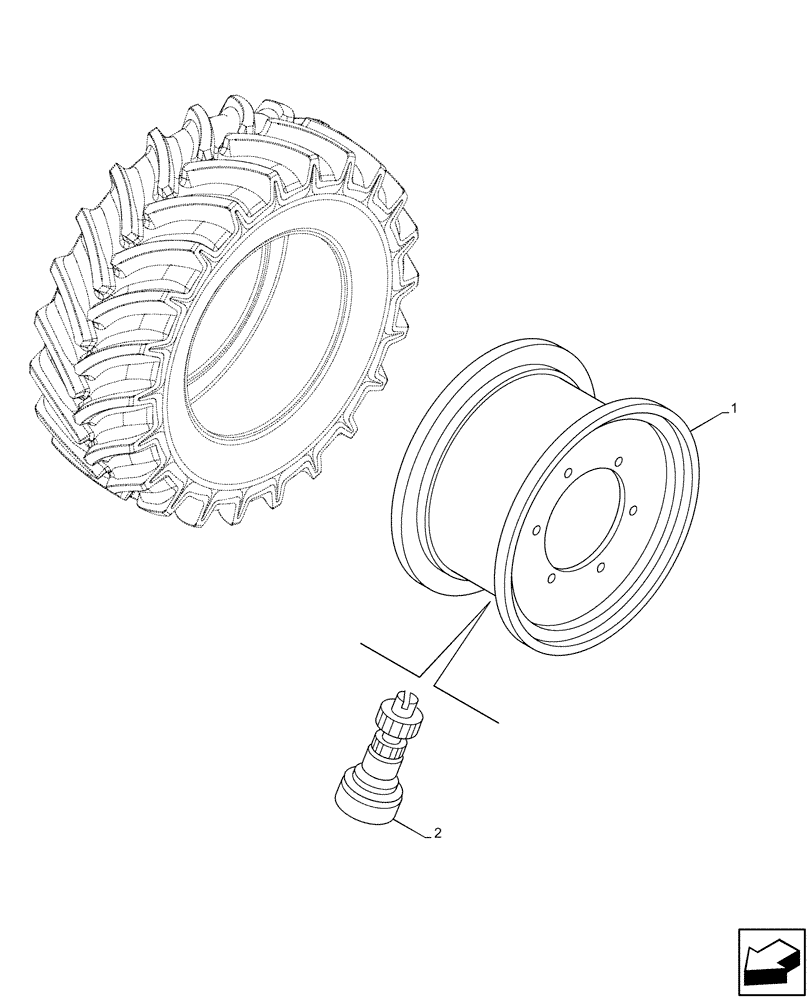 Схема запчастей Case IH FARMALL 115C - (44.511.AE[06]) - VAR - 8122304 - FRONT, WHEEL (W8LBX15) NA (44) - WHEELS