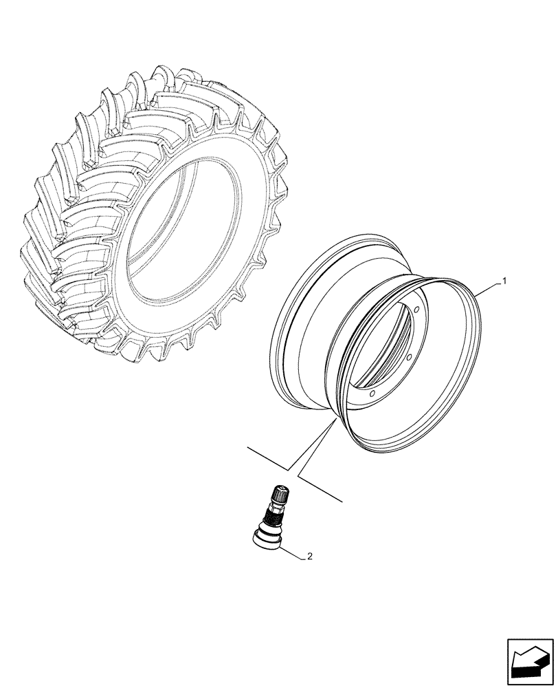 Схема запчастей Case IH FARMALL 115C - (44.511.AE[27]) - VAR - 8284604 - FRONT, WHEEL (W11X16.1) (44) - WHEELS