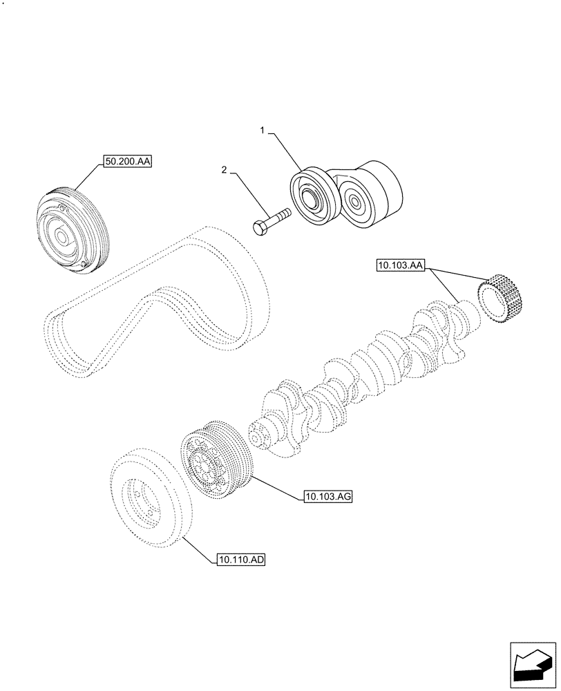 Схема запчастей Case IH F3JFA613D E001 - (10.414.AE) - BELT TENSIONER (10) - ENGINE