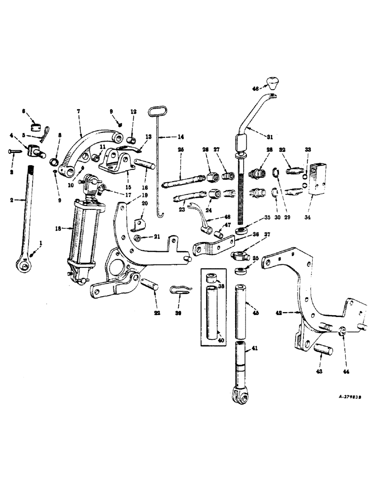 Схема запчастей Case IH 350 - (334) - ATTACHMENTS, 3-1/2 X 8" HYDRAULIC CYLINDER & CONNECTIONS, SIDE PLATES & LEVELING SCREW, FARMALL 300 Attachments